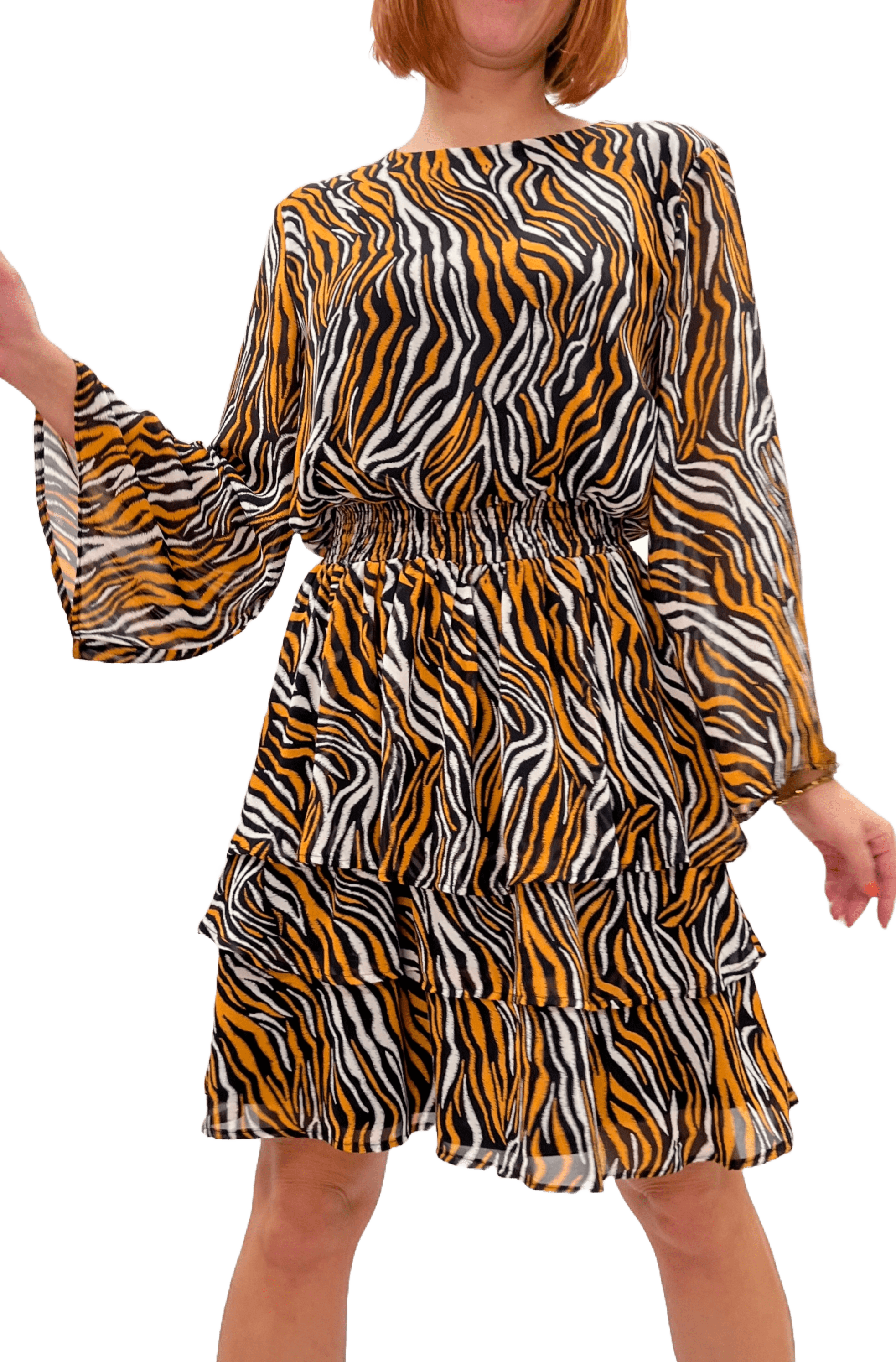 Sisters Point Nicilline-LS3 Damen Volant Kleid