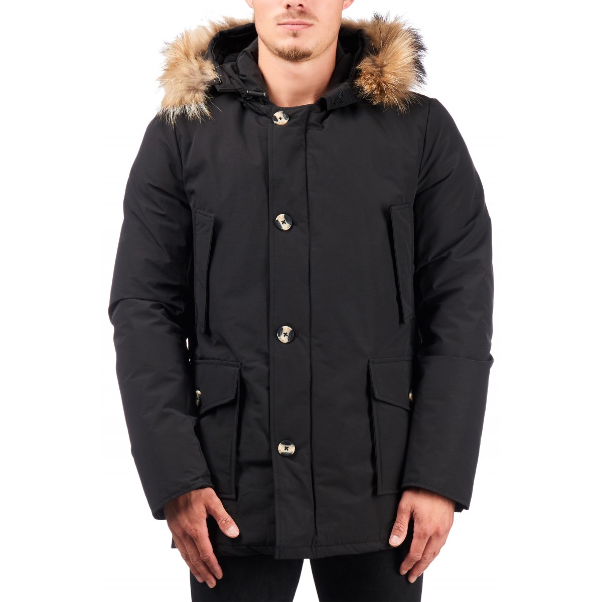 Airforce 4 Pocket Cotton Herren Parka mit Fellkragen