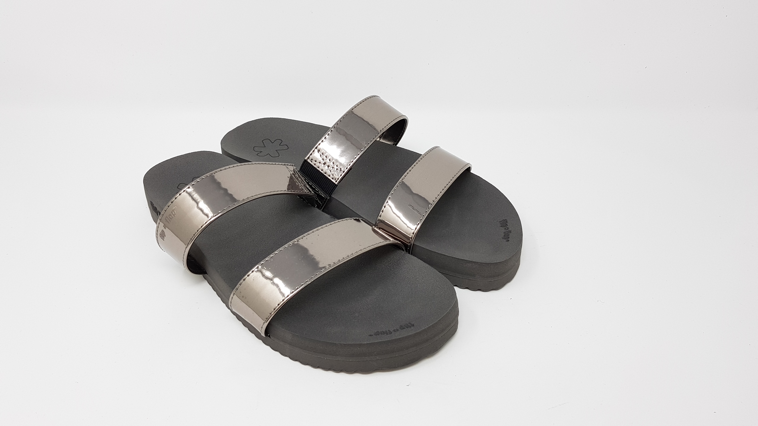 Flip Flop Double Strap Mirror metallic  Damen Slipper Sandalen