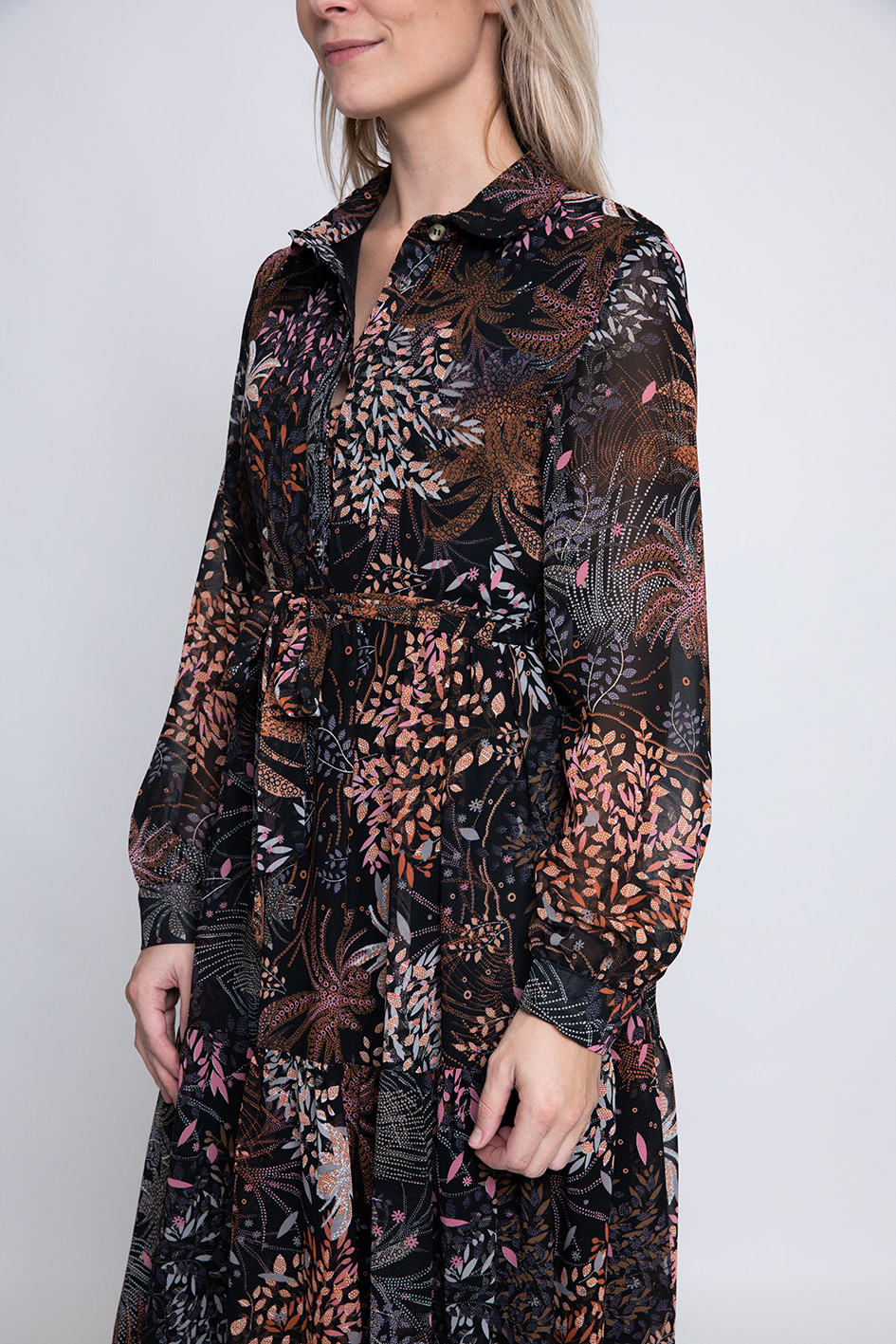 Zhrill Elena Damen Chiffon Maxi Kleid mit Blumenmuster
