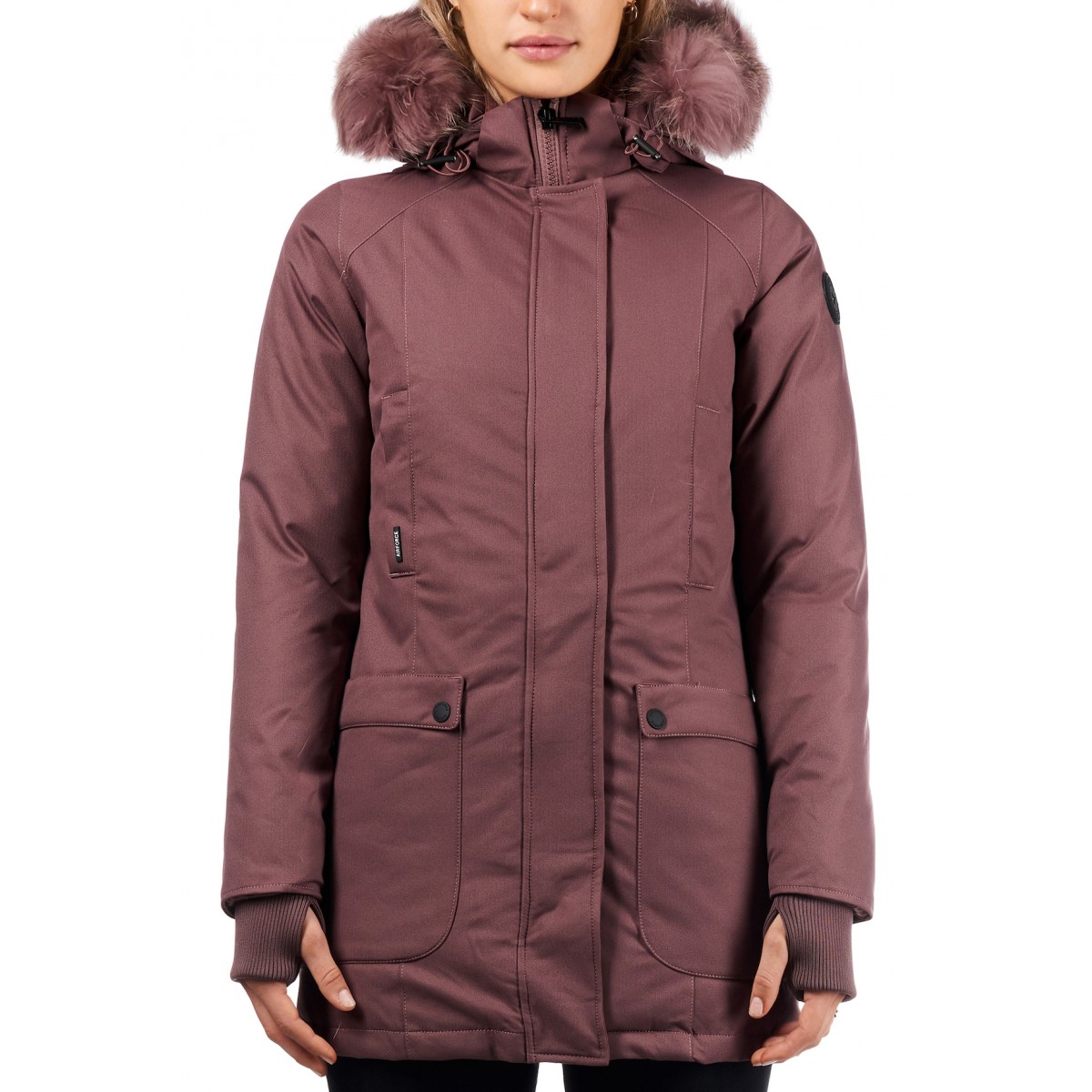 Airforce Slimfit Herringbone Damen Parka TTT - rose mit rose Fellkragen