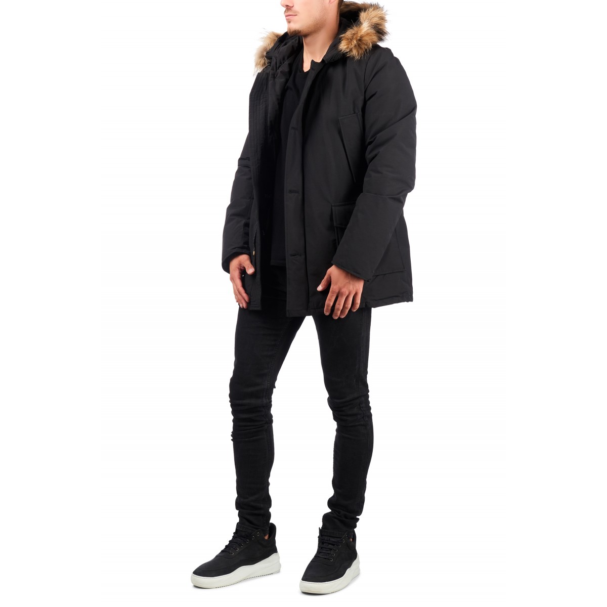 Airforce 4 Pocket Cotton Herren Parka mit Fellkragen