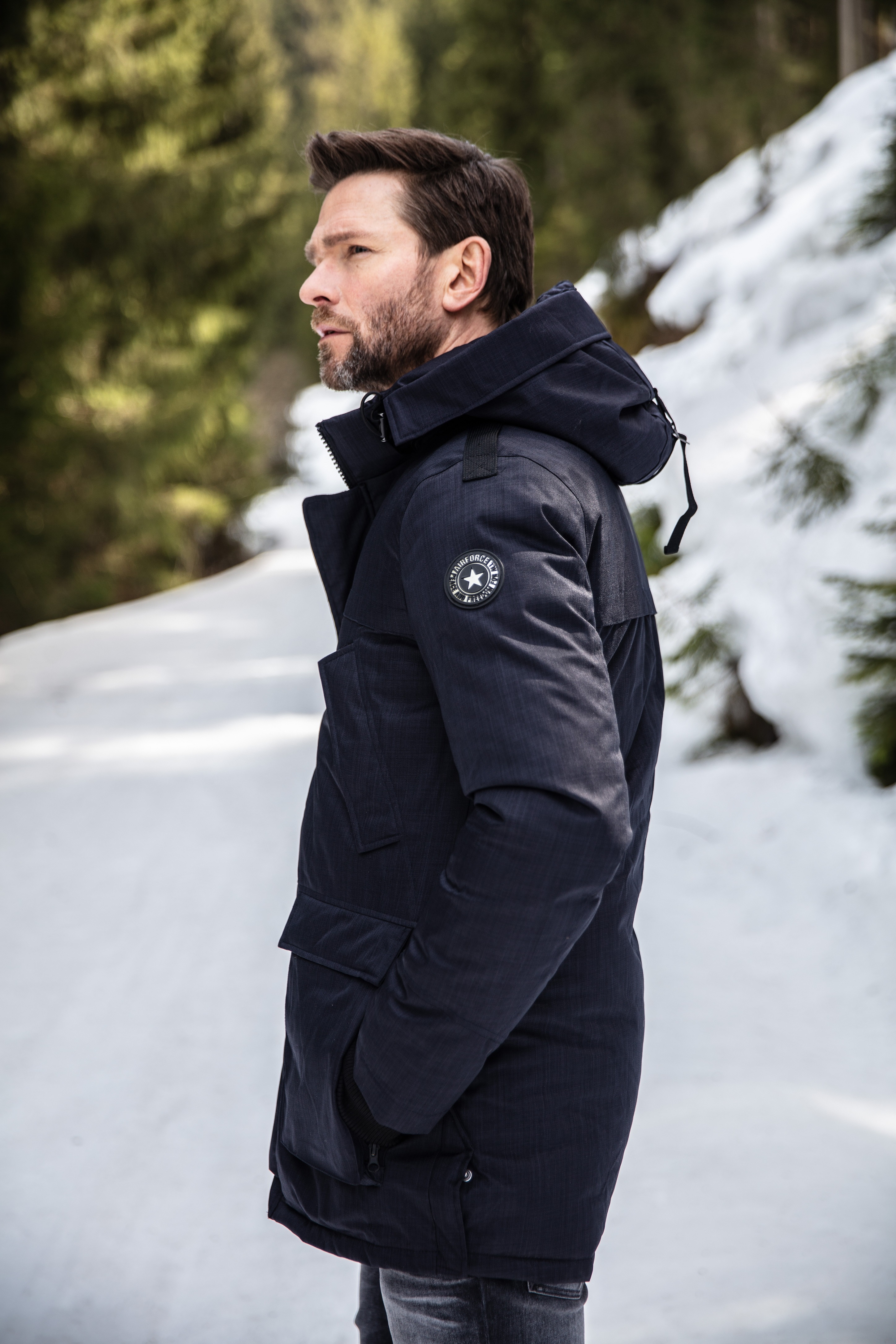 Airforce 2 Tone Slimfit Herren Parka - navy