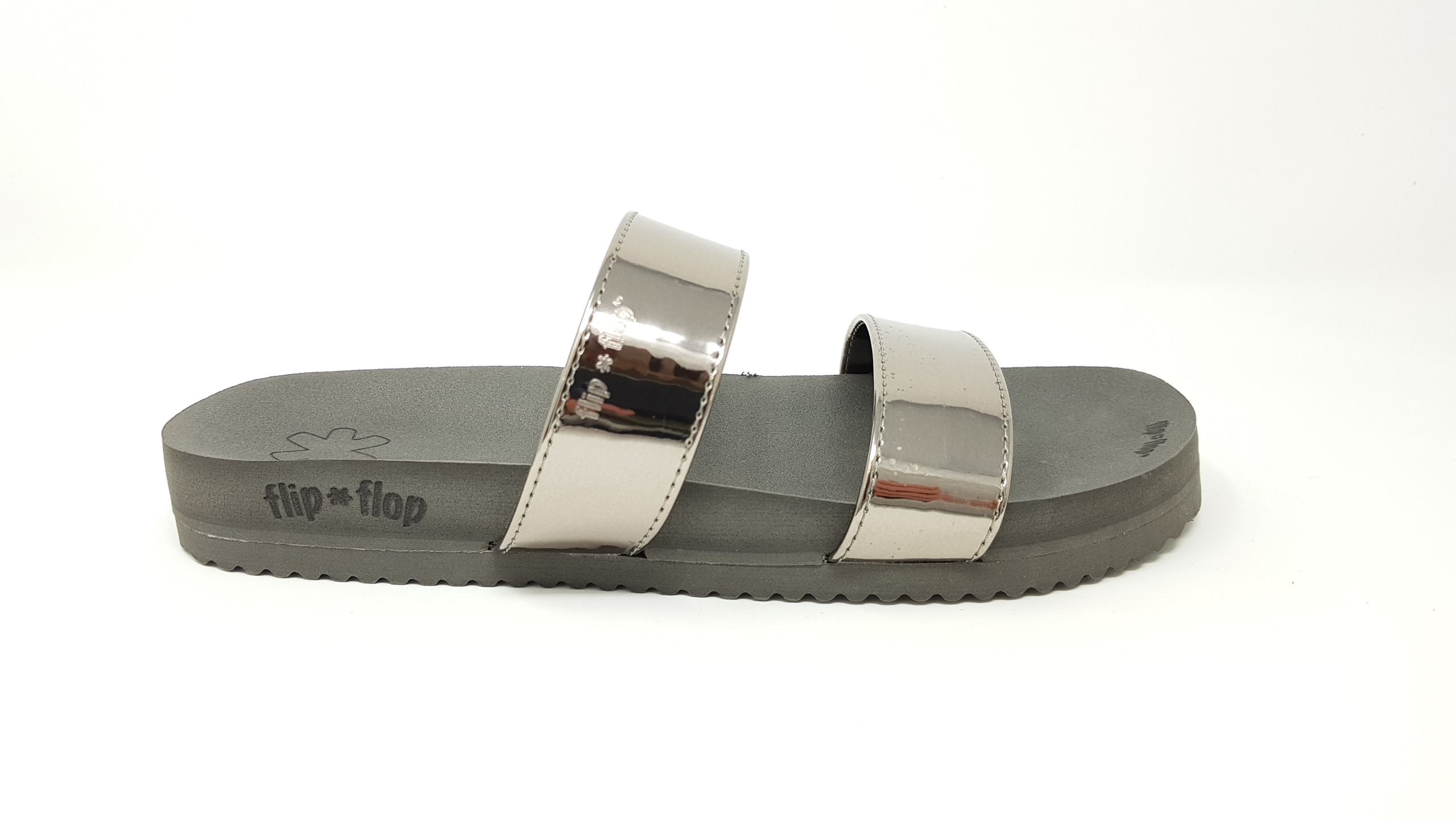 Flip Flop Double Strap Mirror metallic  Damen Slipper Sandalen