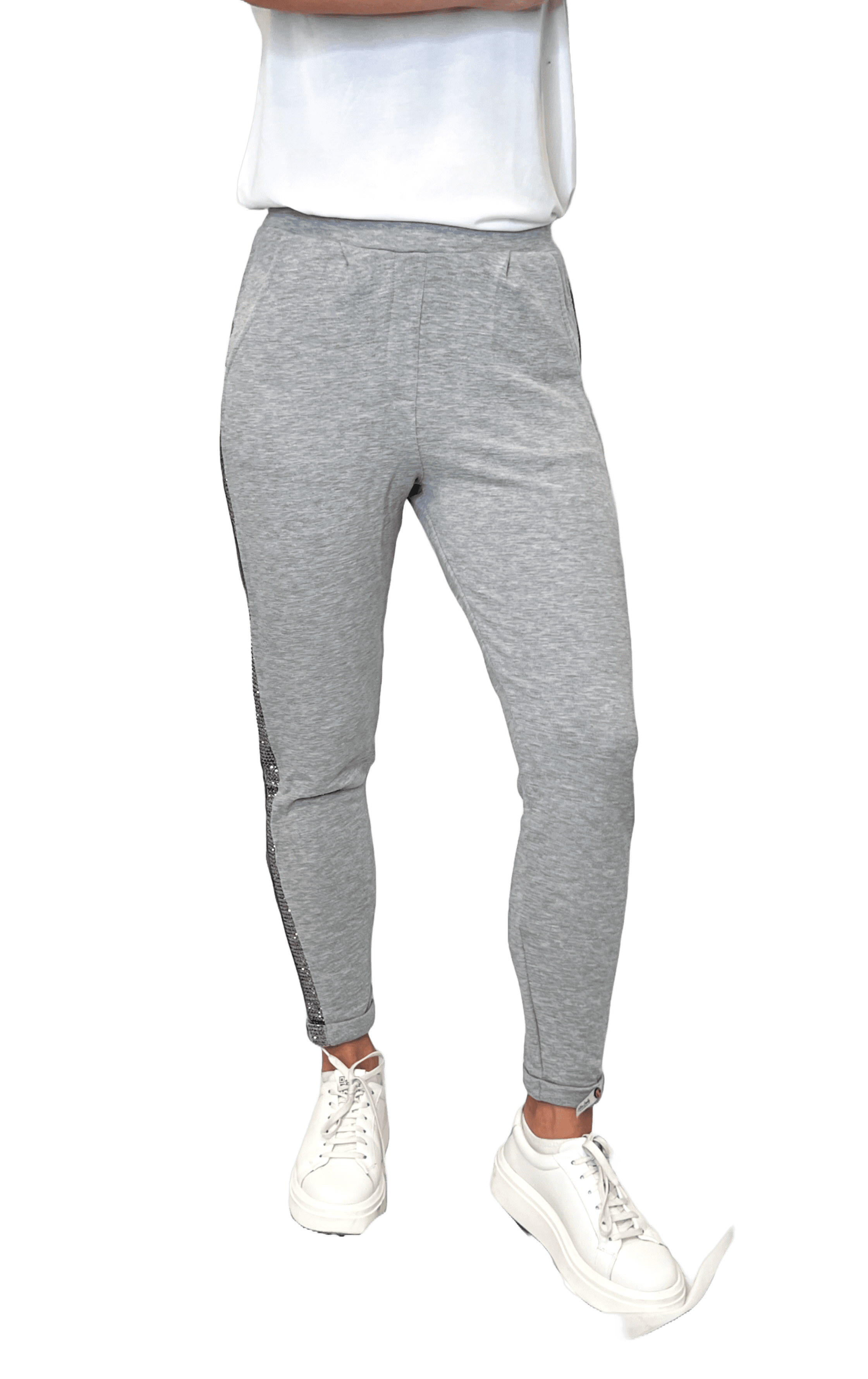Cotton Candy Gracey 1195 PA-03 Damen Hose mit Seitenstreifen aus Glitzersteinchen