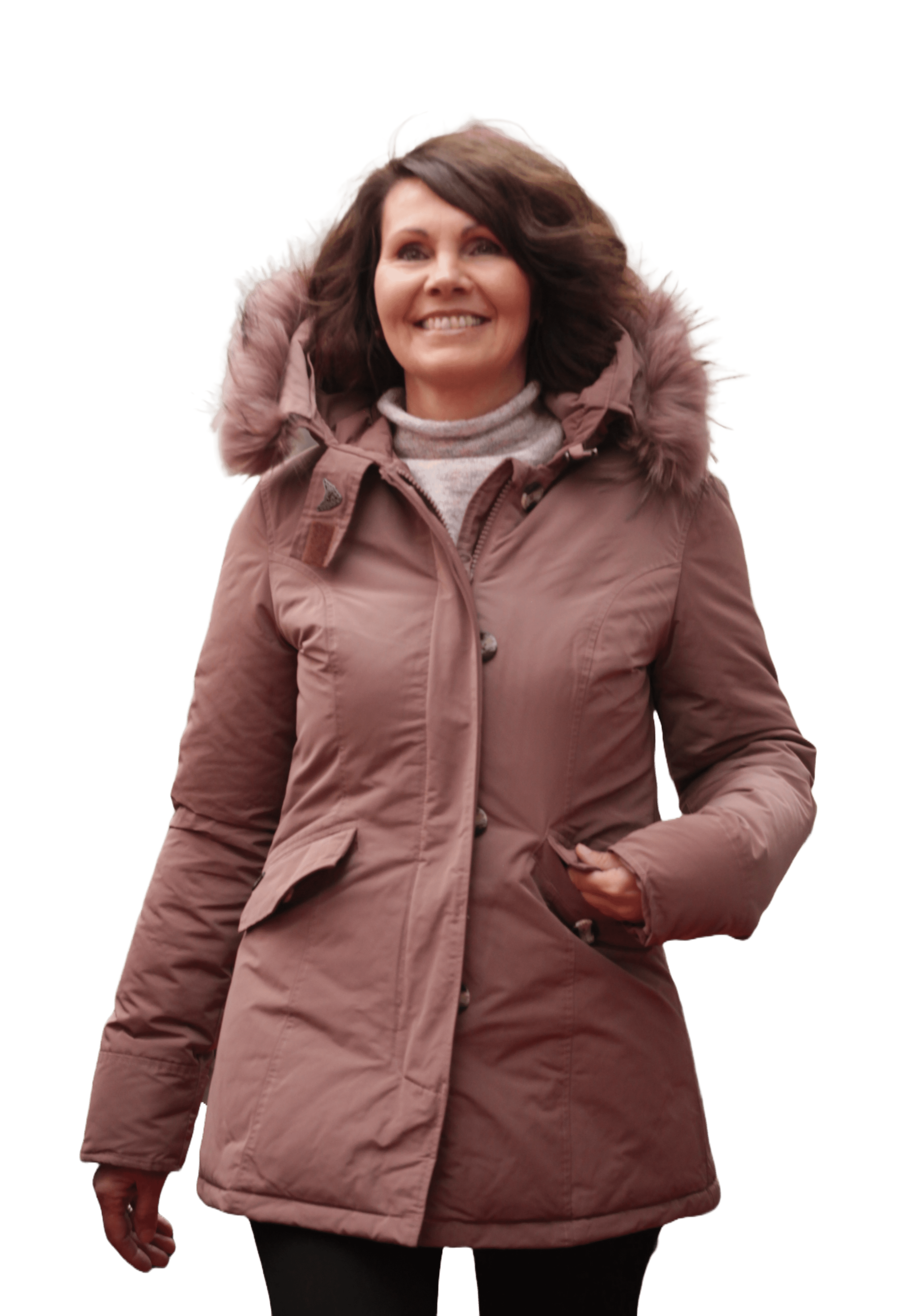 Airforce Metal Damen Parka - rose mit Fellkragen