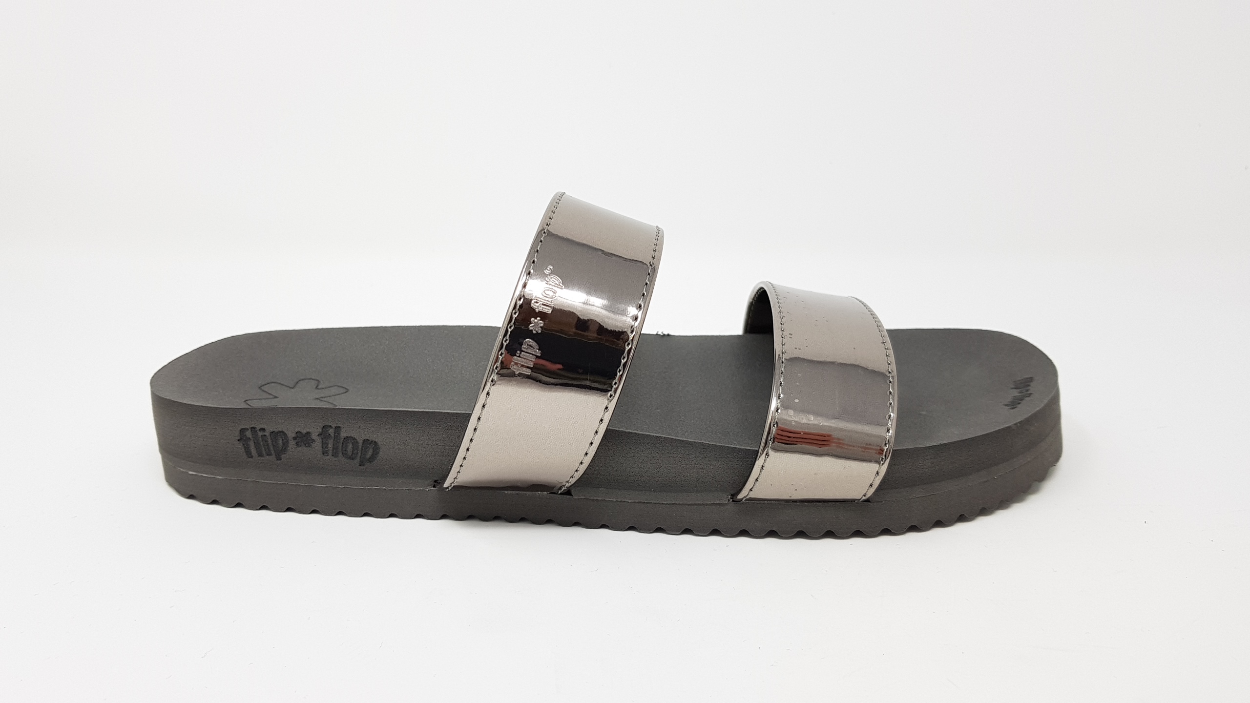 Flip Flop Double Strap Mirror metallic  Damen Slipper Sandalen