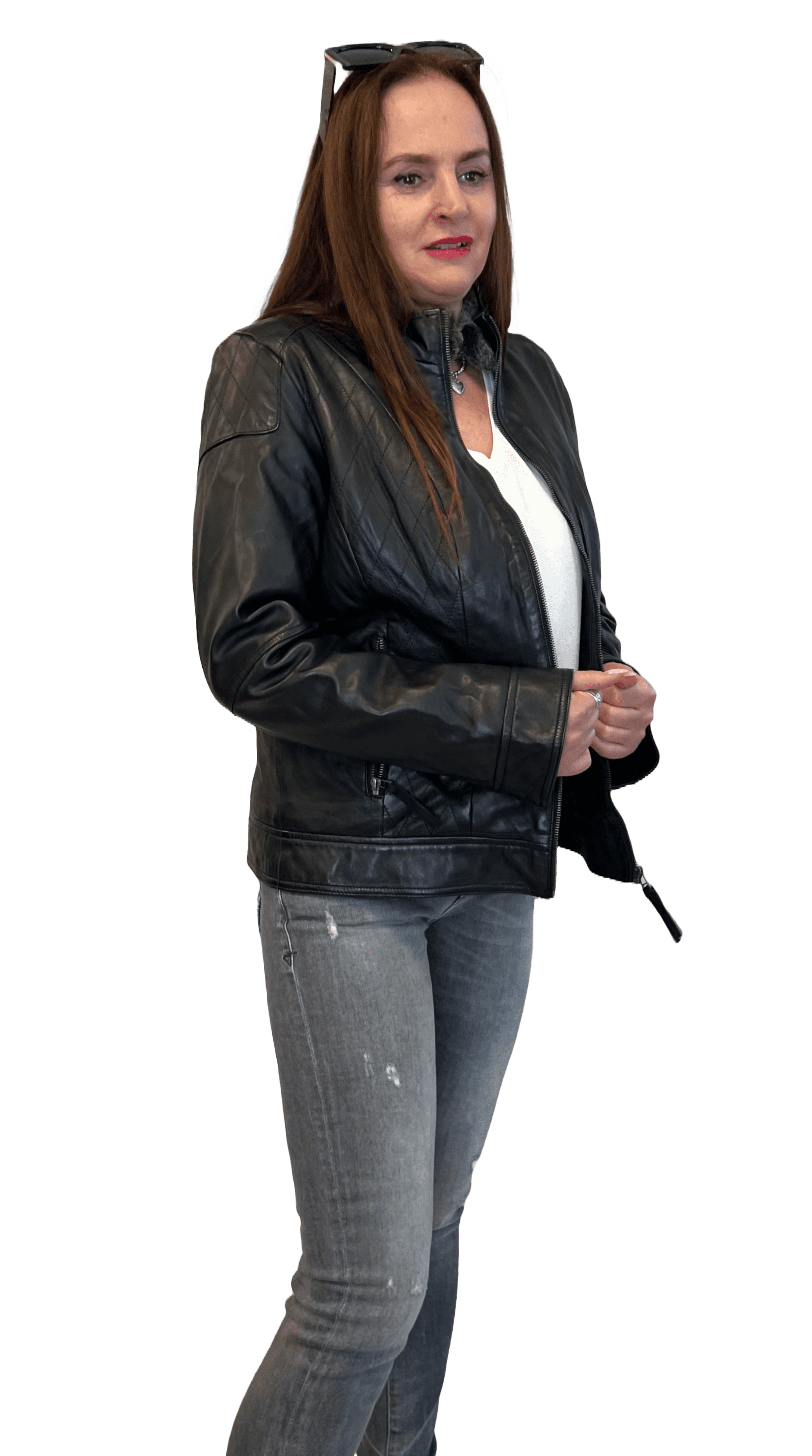Arqueonautas B17 231892  Damen Lederjacke mit Fellkragen