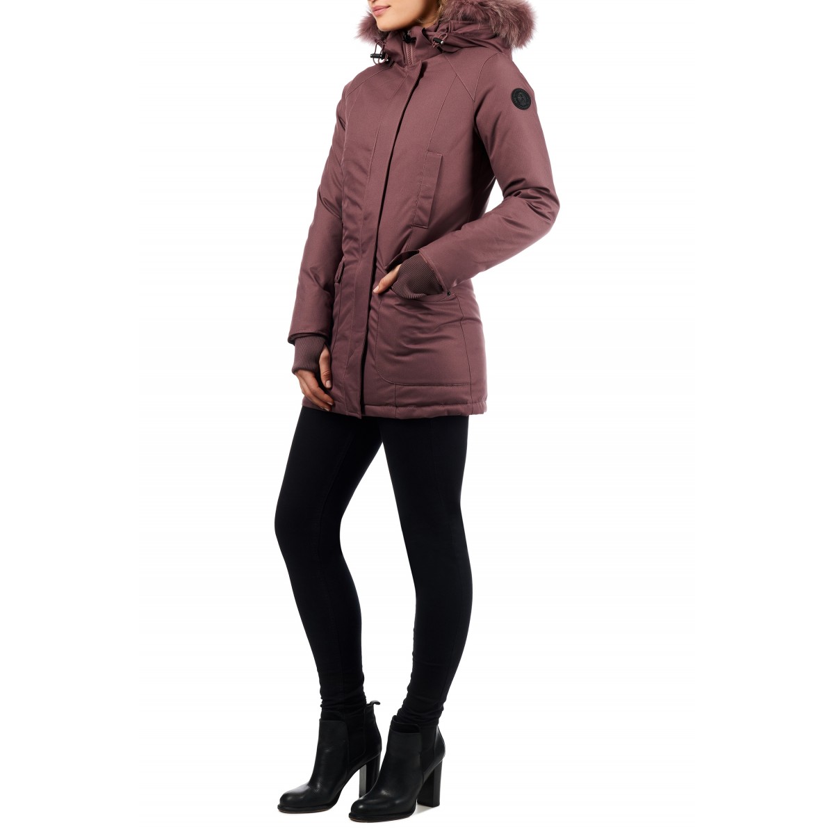 Airforce Slimfit Herringbone Damen Parka TTT - rose mit rose Fellkragen