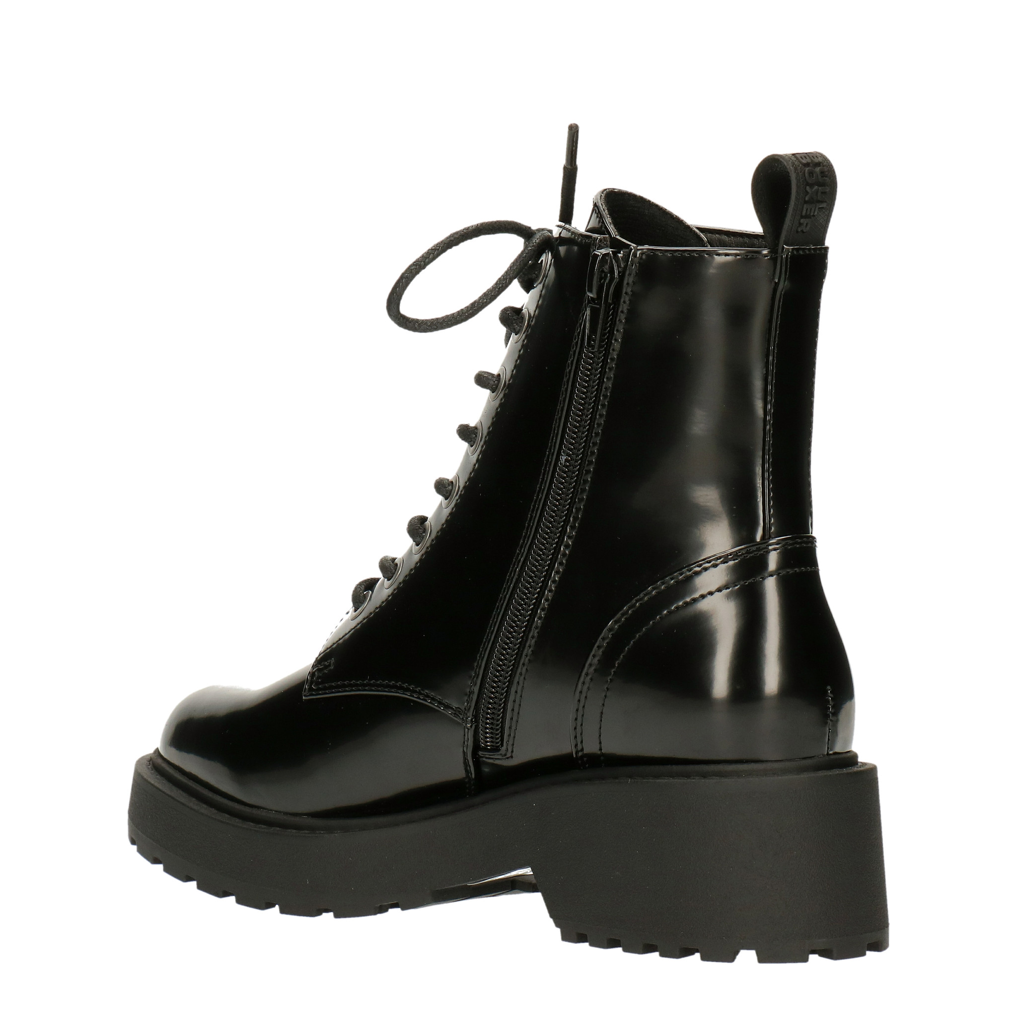 BullBoxer June vegane Damen Lack Schnürboots 020500F6S_BKCL