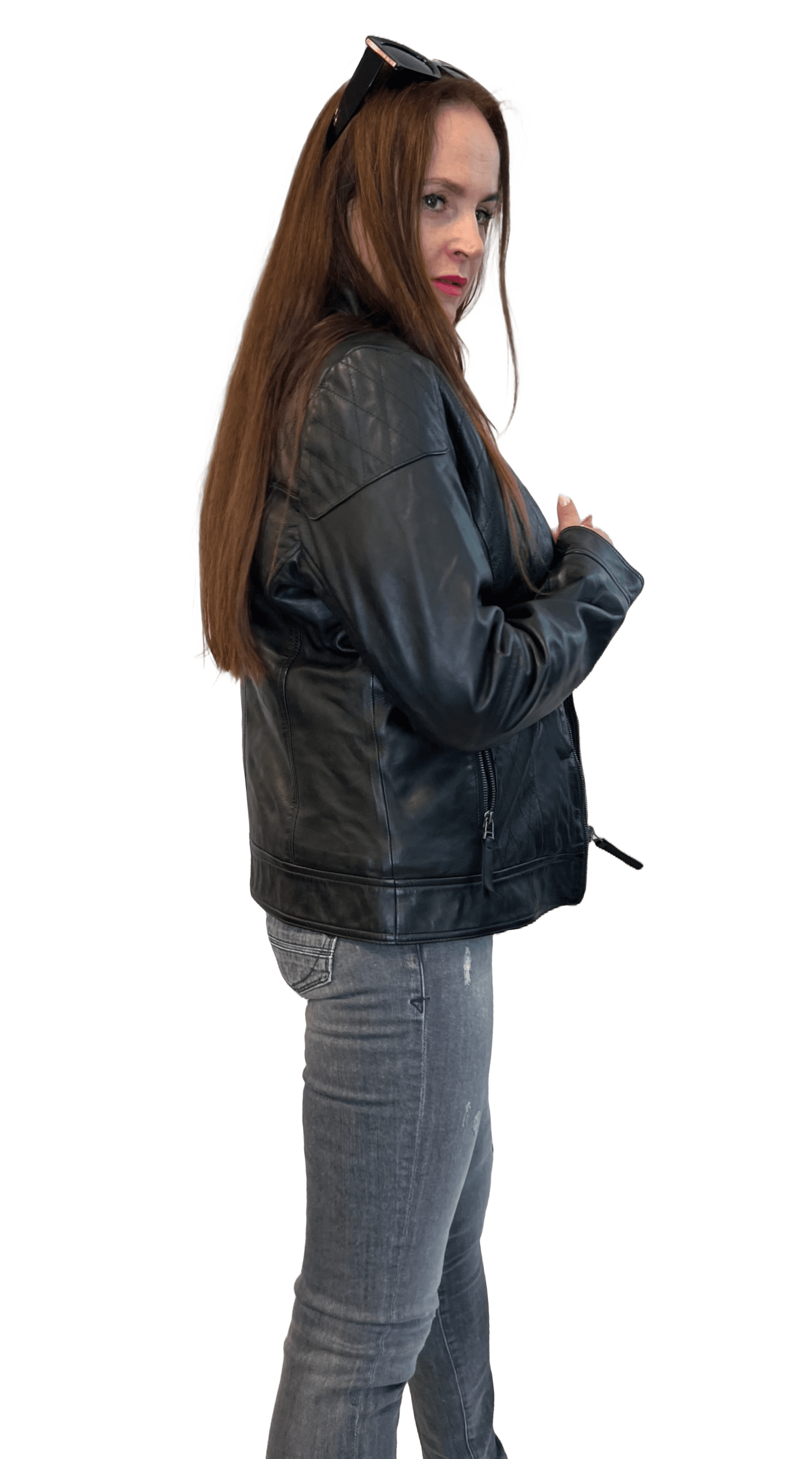 Arqueonautas B17 231892  Damen Lederjacke mit Fellkragen