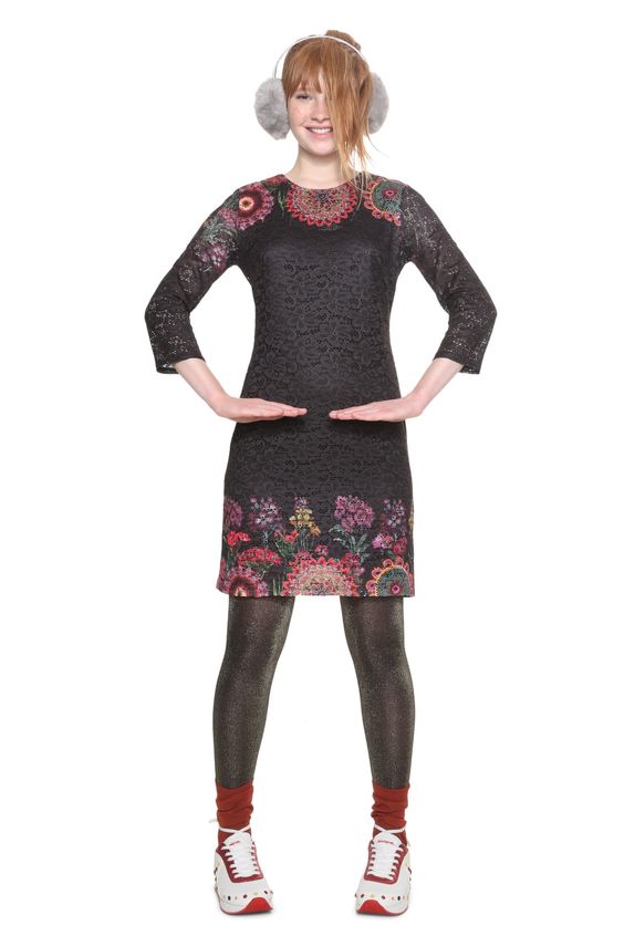 Desigual Darina Damen Kleid mit Spitze - schwarz