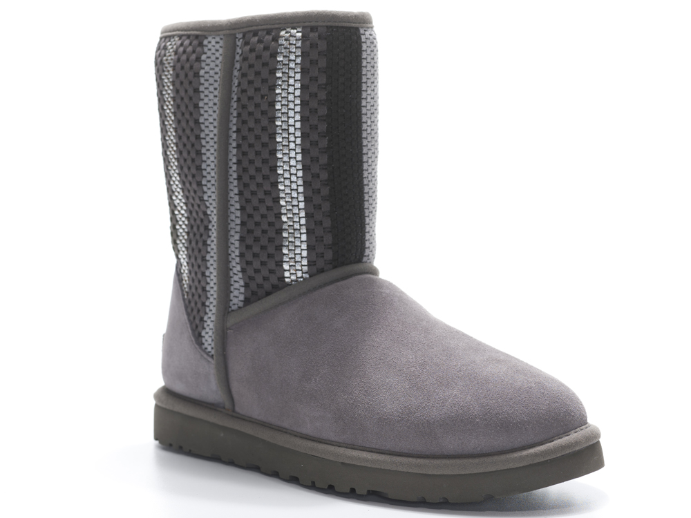 UGG Classic Short Woven Damen Stiefel - grau