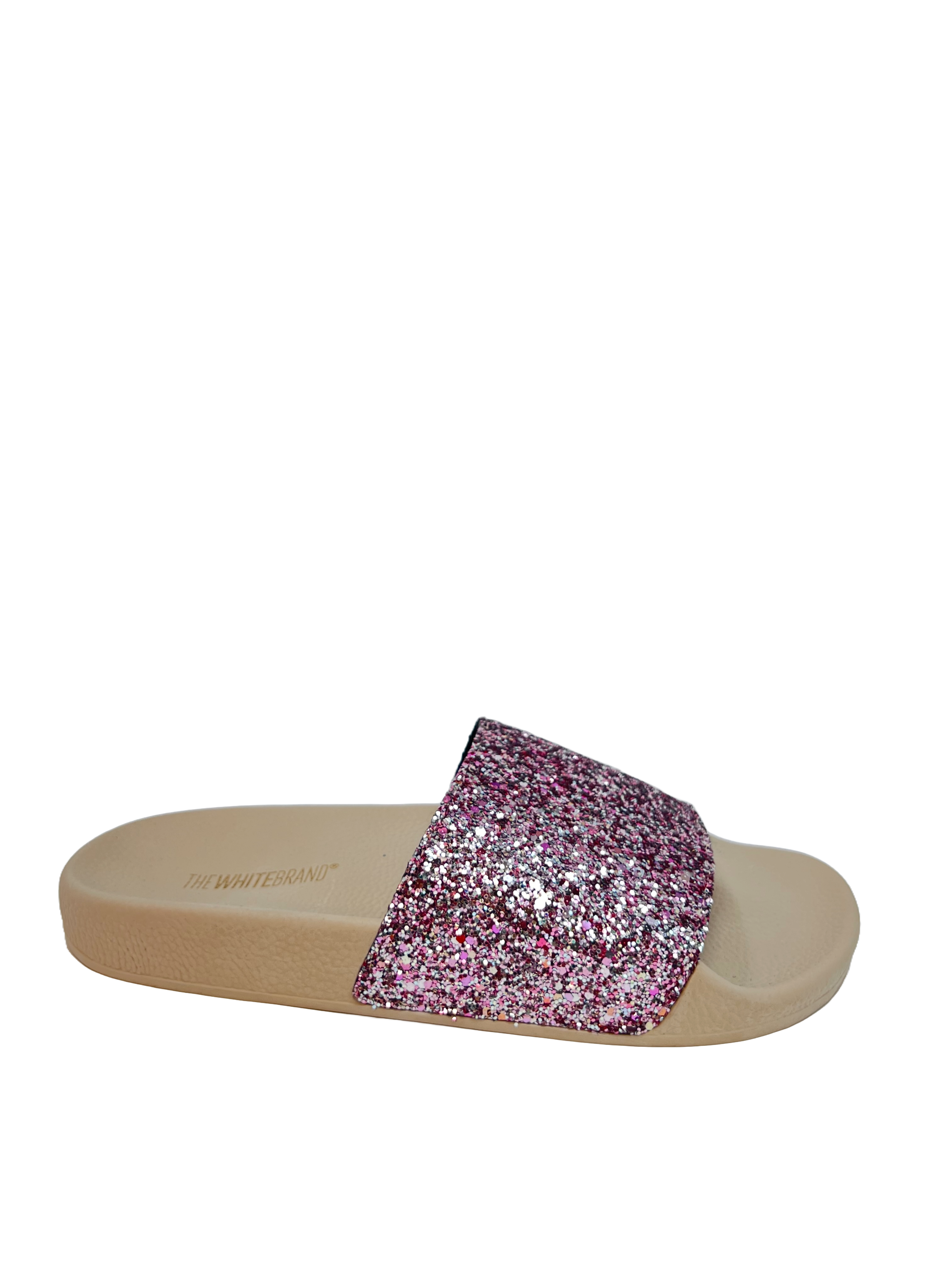 The White Brand Glitter Damen Pantolette