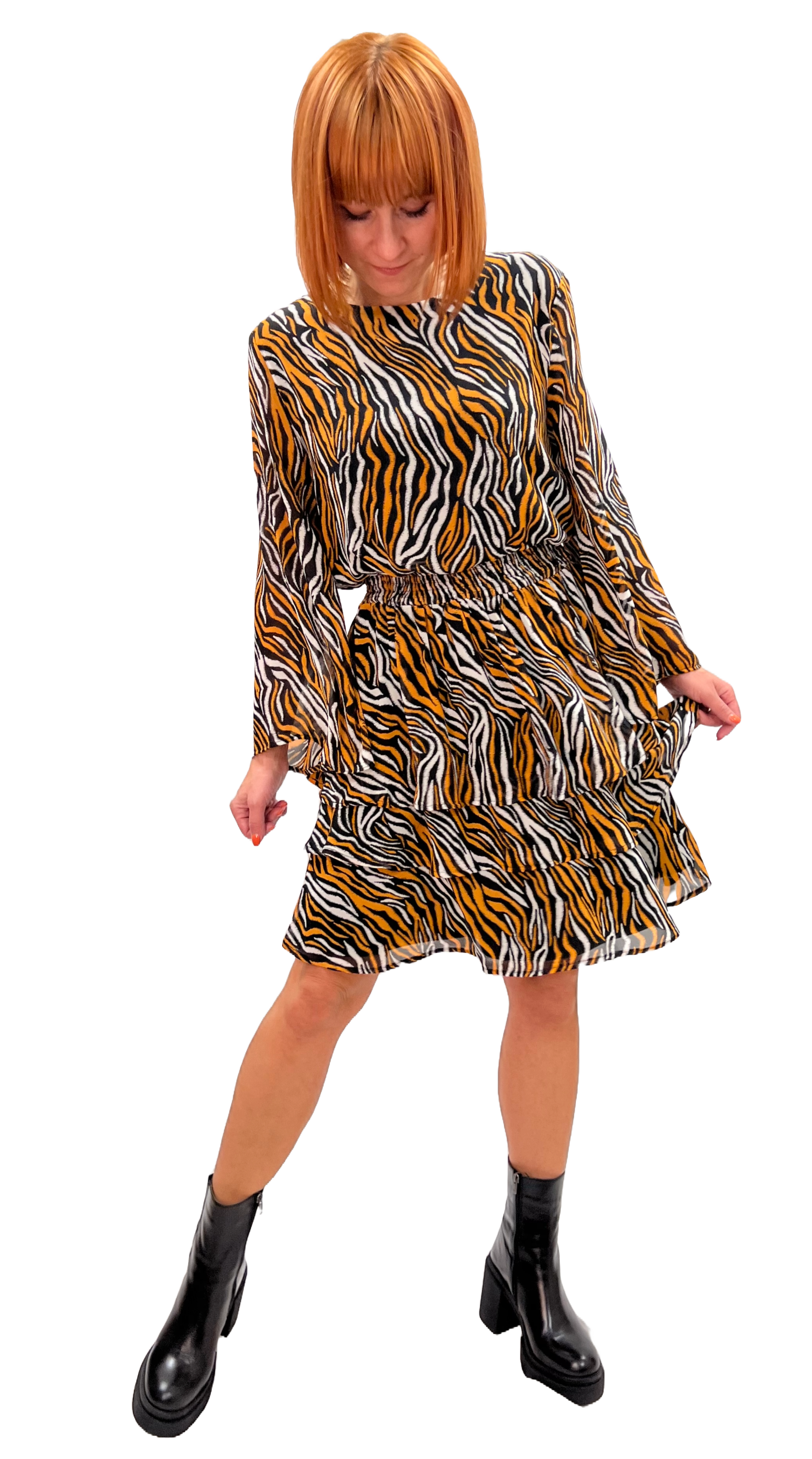 Sisters Point Nicilline-LS3 Damen Volant Kleid
