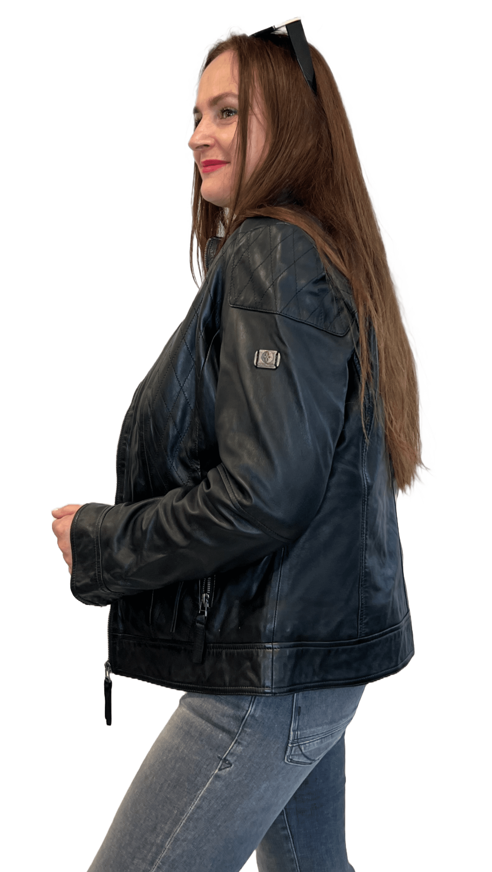 Arqueonautas B17 231892  Damen Lederjacke mit Fellkragen