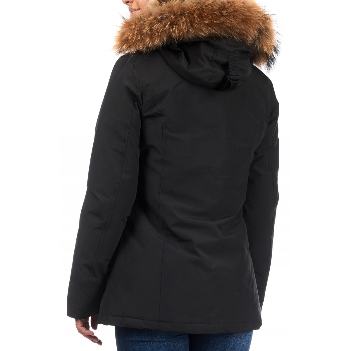 Airforce 2 Pocket Classic Parka Polyester Damen Jacke schwarz mit Fellkragen