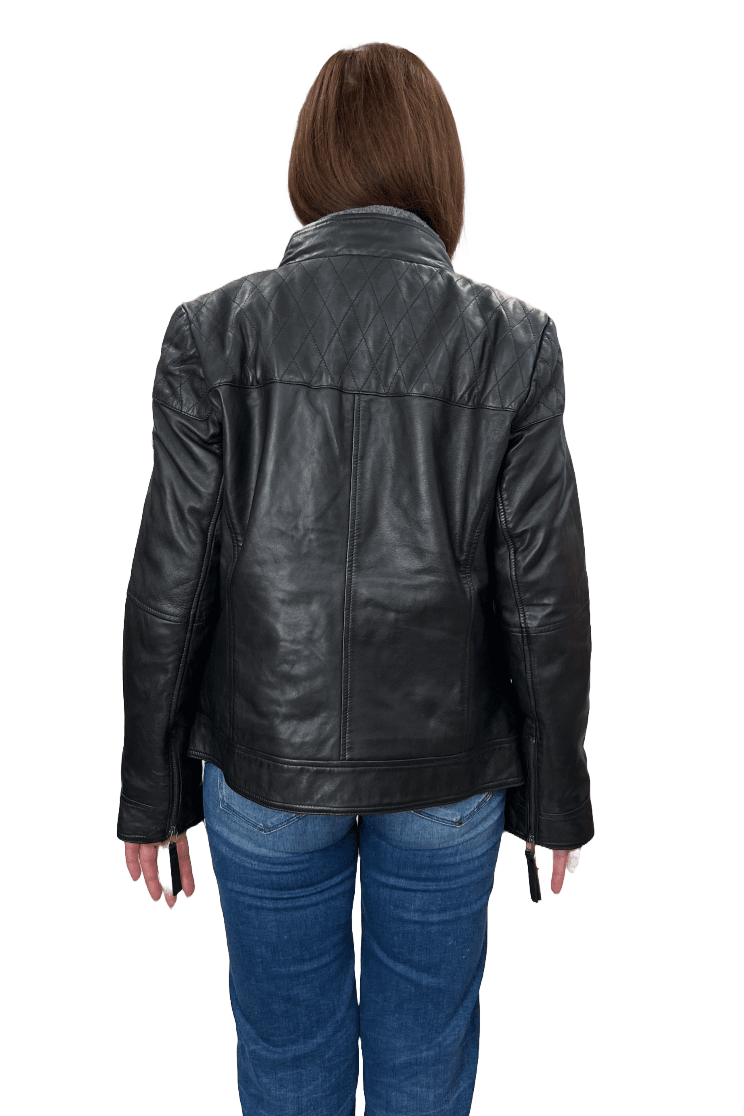 Arqueonautas B17 231892  Damen Lederjacke mit Fellkragen
