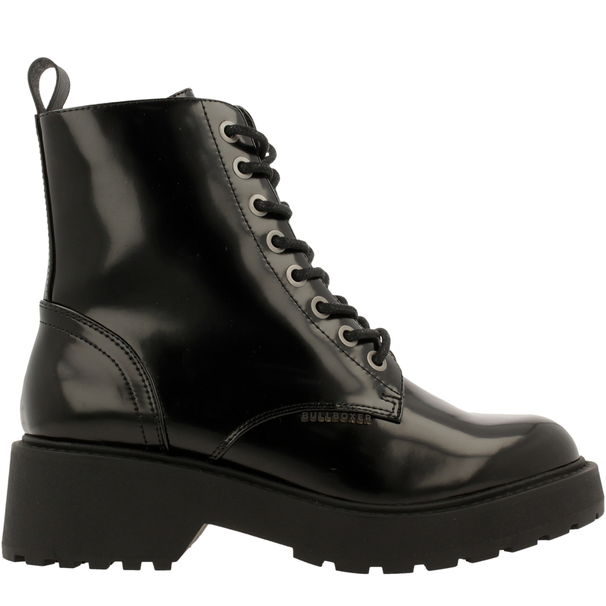 BullBoxer June vegane Damen Lack Schnürboots 020500F6S_BKCL