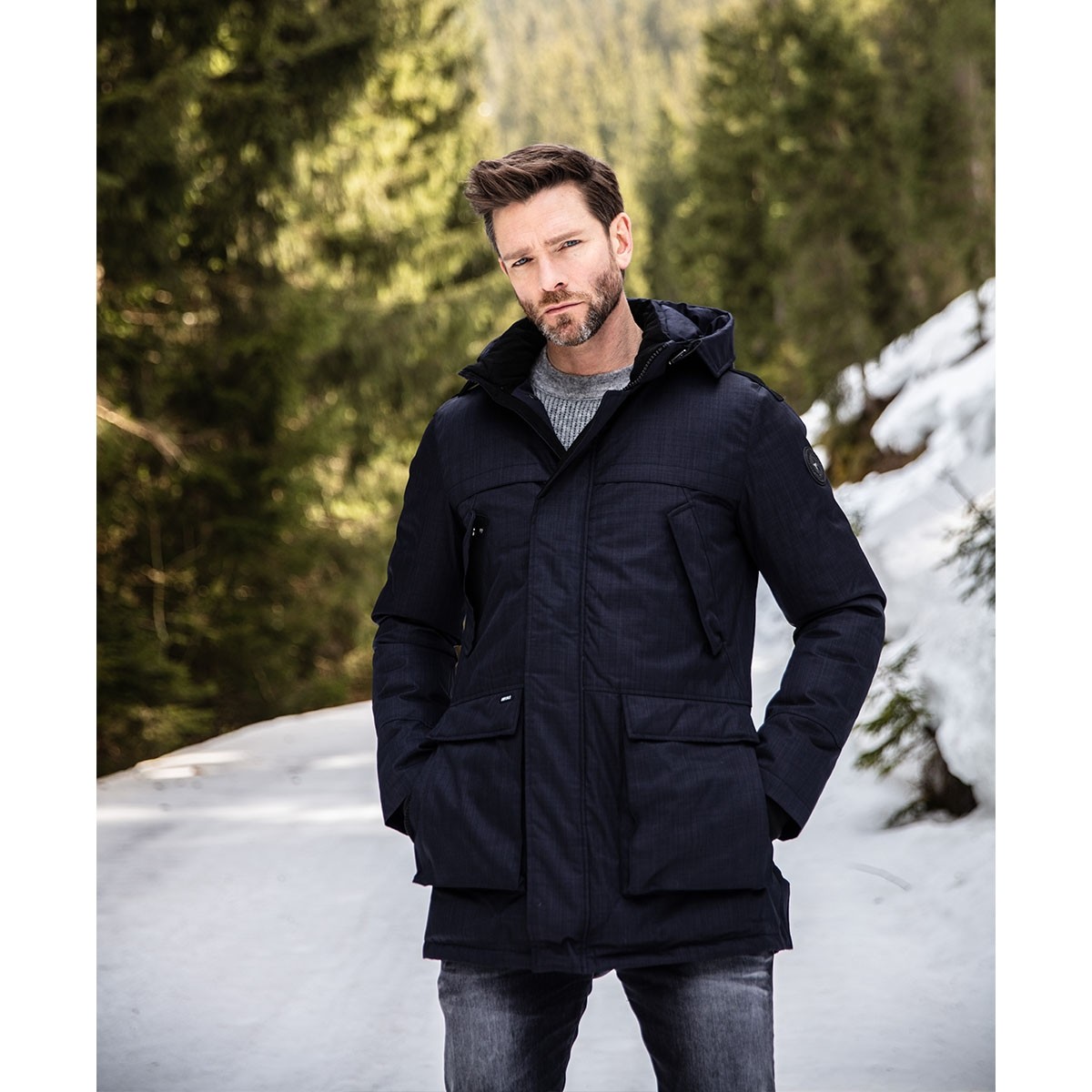 Airforce 2 Tone Slimfit Herren Parka - navy