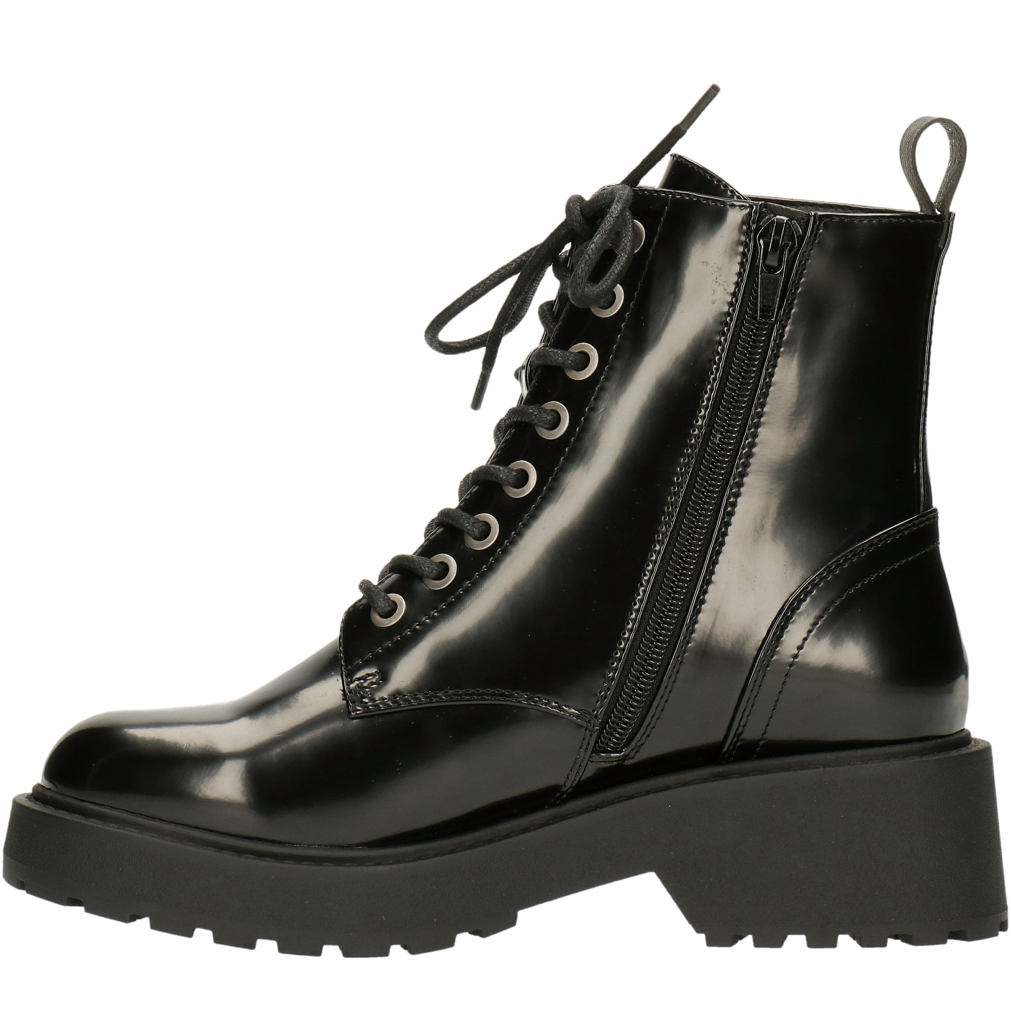 BullBoxer June vegane Damen Lack Schnürboots 020500F6S_BKCL