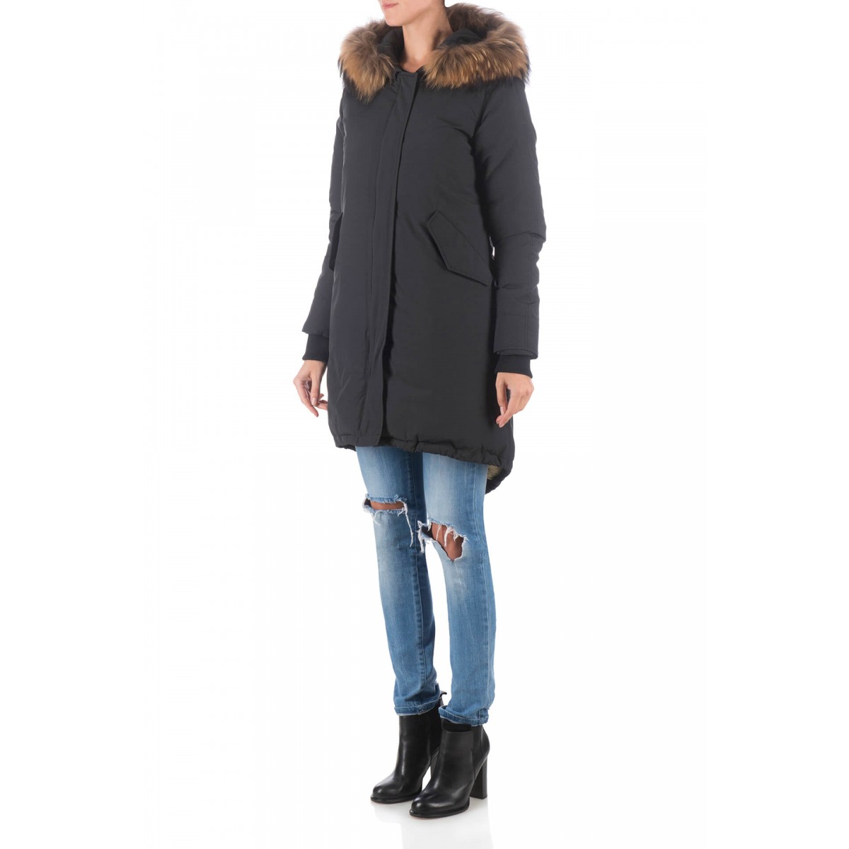Airforce Fishtail Poly Damen Parka grau metalic