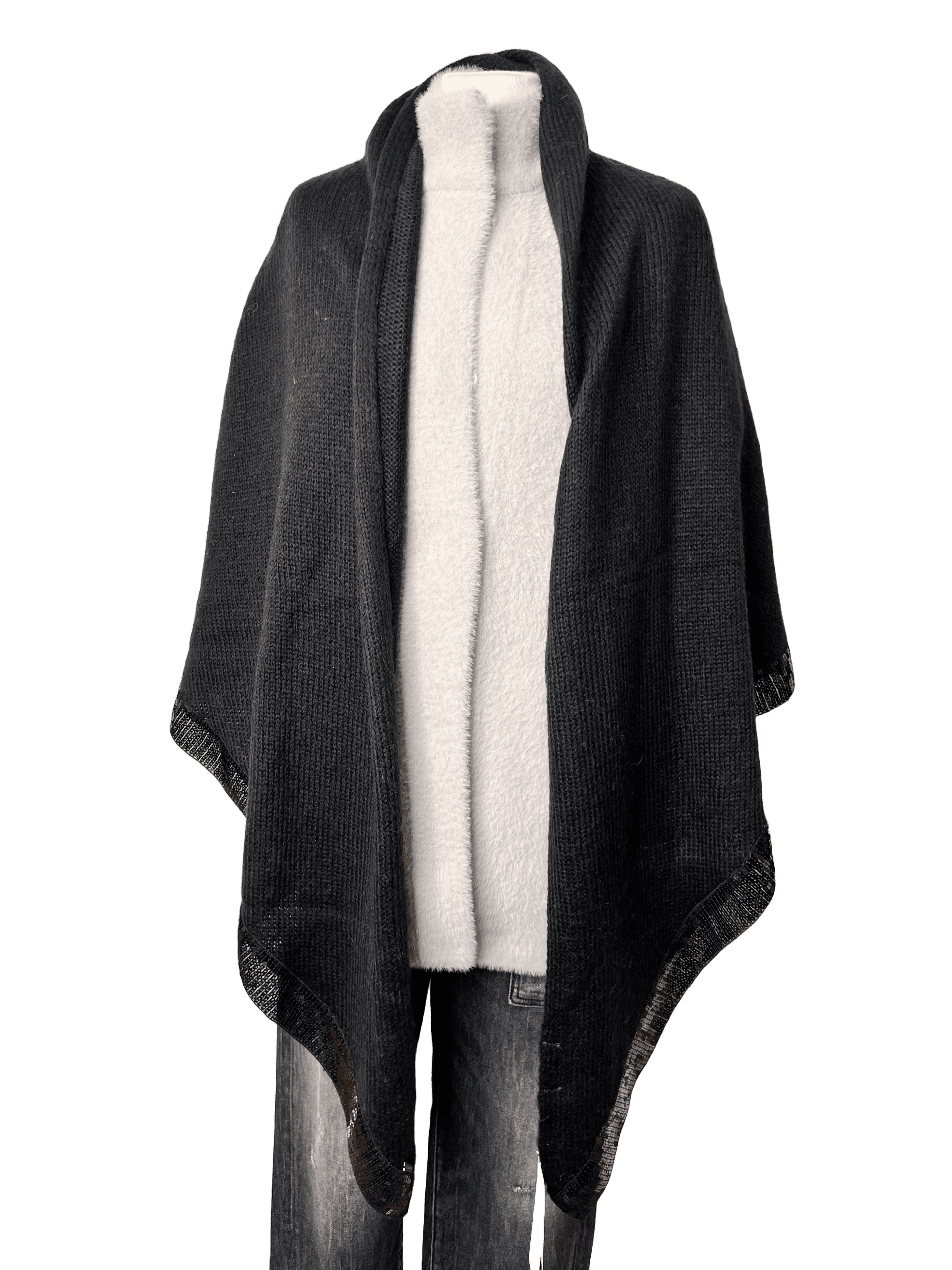Passigatti 162-52216 Damen Schal mit Pailettensaum black
