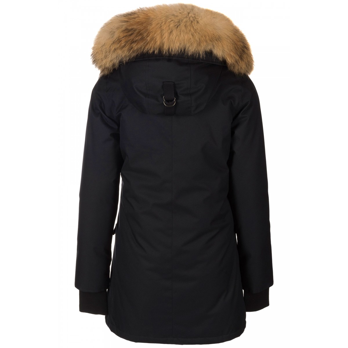 Airforce Slimfit Herringbone Damen Parka - schwarz mit natur Fellkragen